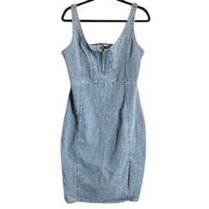 Denim Tank Dress Large Adjustable Straps Stretch
